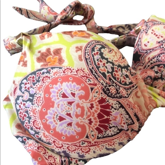 Victoria’s Secret Heavenly 3PC Fold Over Paisley Bikini Tankini M Halter Style - Picture 8 of 13